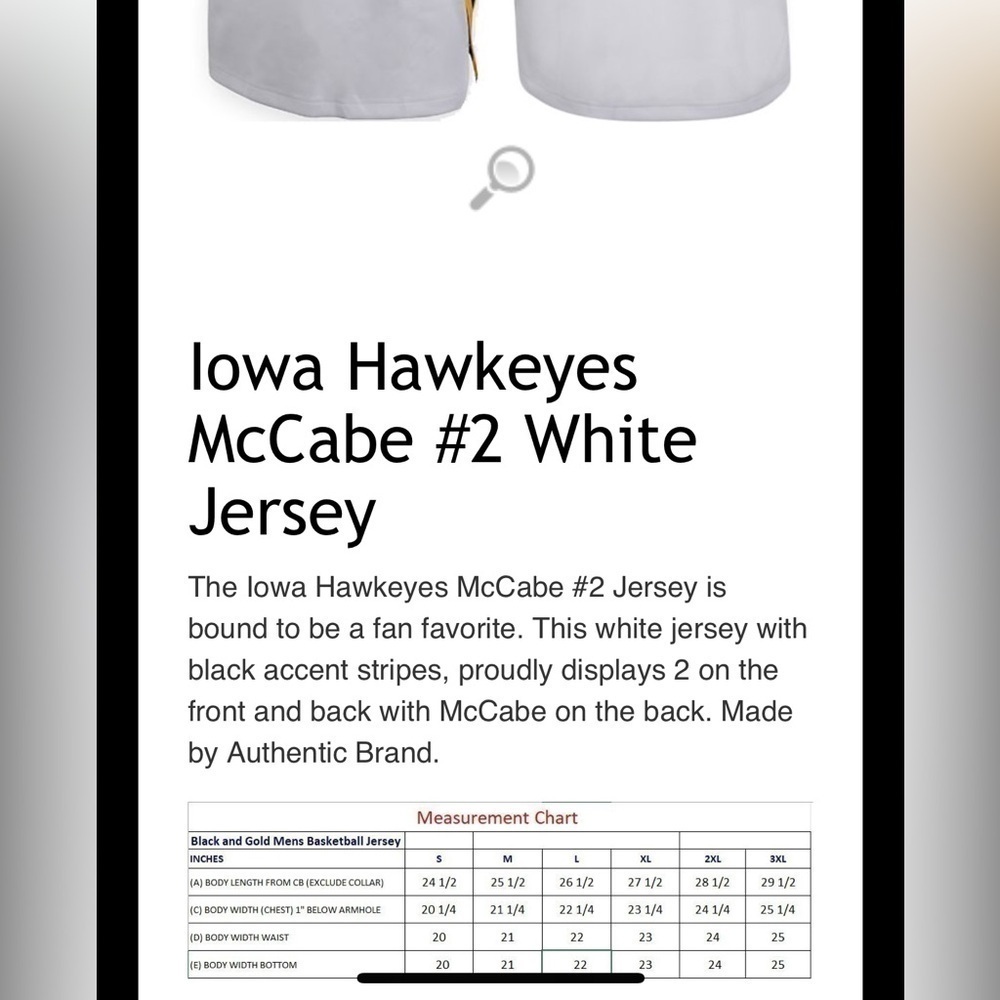 Iowa MCCABE Women’s Basketball Jersey - Picture 4 of 4